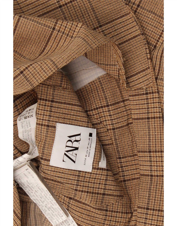 Zara Męska marynarka zapinana na 2 guziki UK 38 Średniobrązowa bawełniana kratka