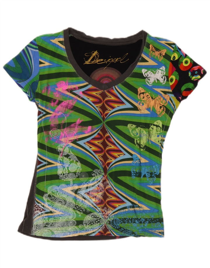 Damska koszulka z grafiką Desigual Top UK 12 Medium wielokolorowy motyl