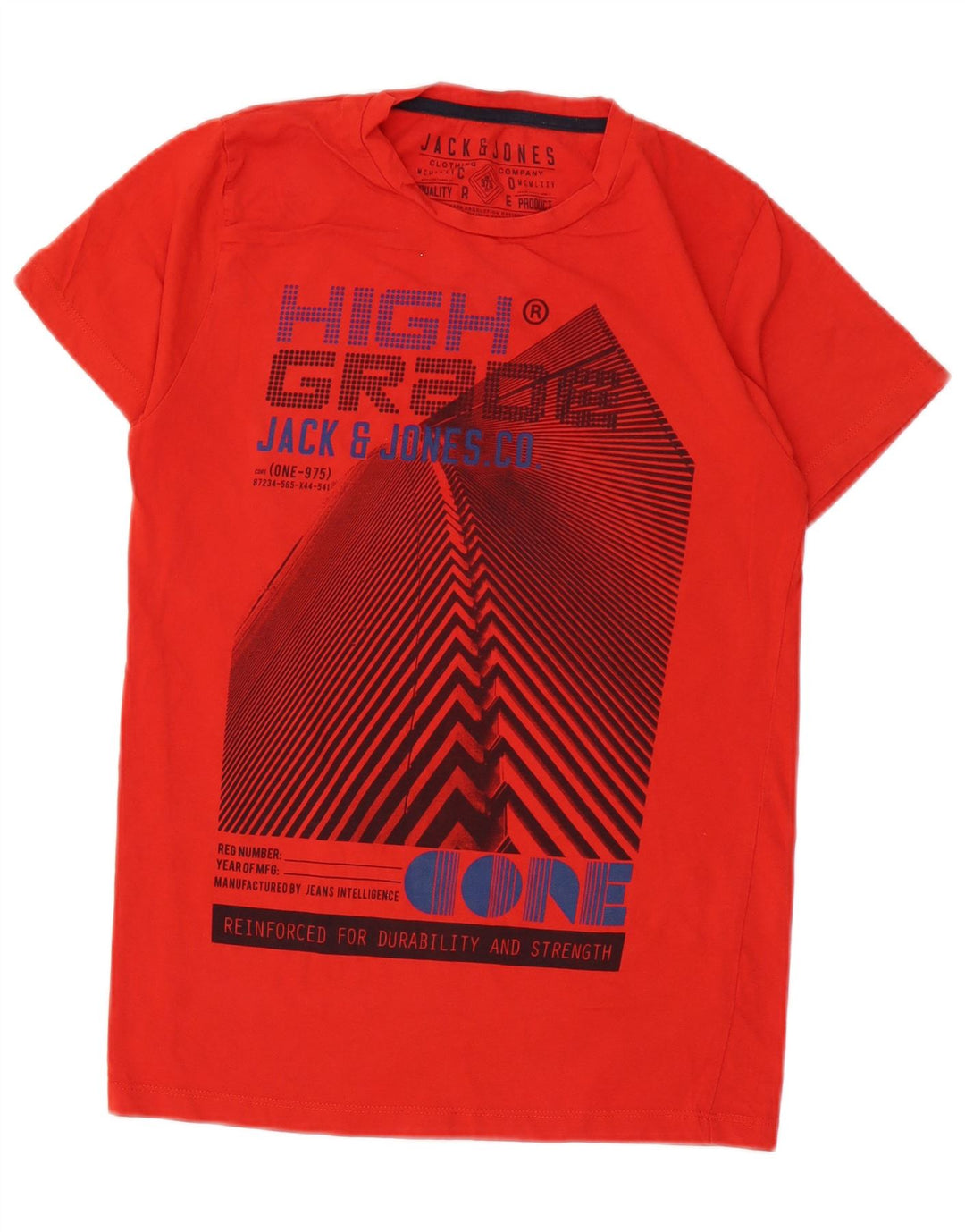 Męska koszulka z grafiką Jack & Jones, bawełniana, średnia czerwona