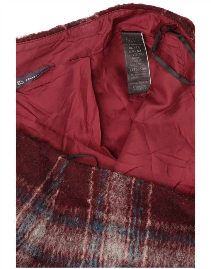 Marks & Spencer Damska spódnica mini UK 14, duża, W34, bordowa, poliester w kratę