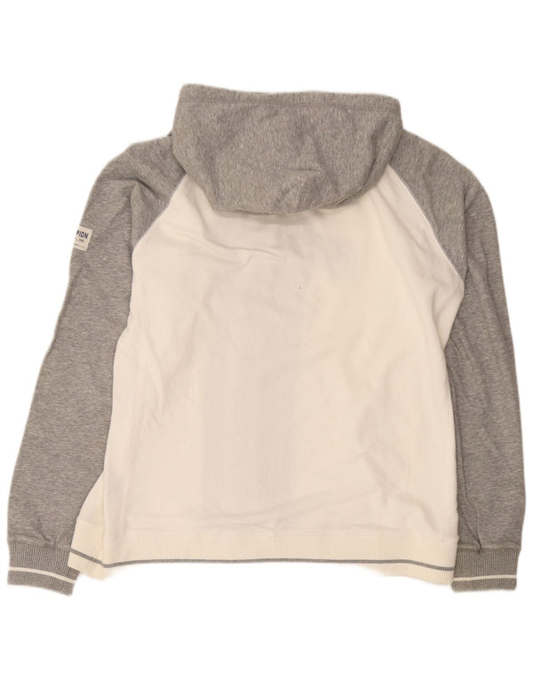 Męski sweter Champion z grafiką i zamkiem błyskawicznym, 2XL, biała bawełna z blokami kolorów