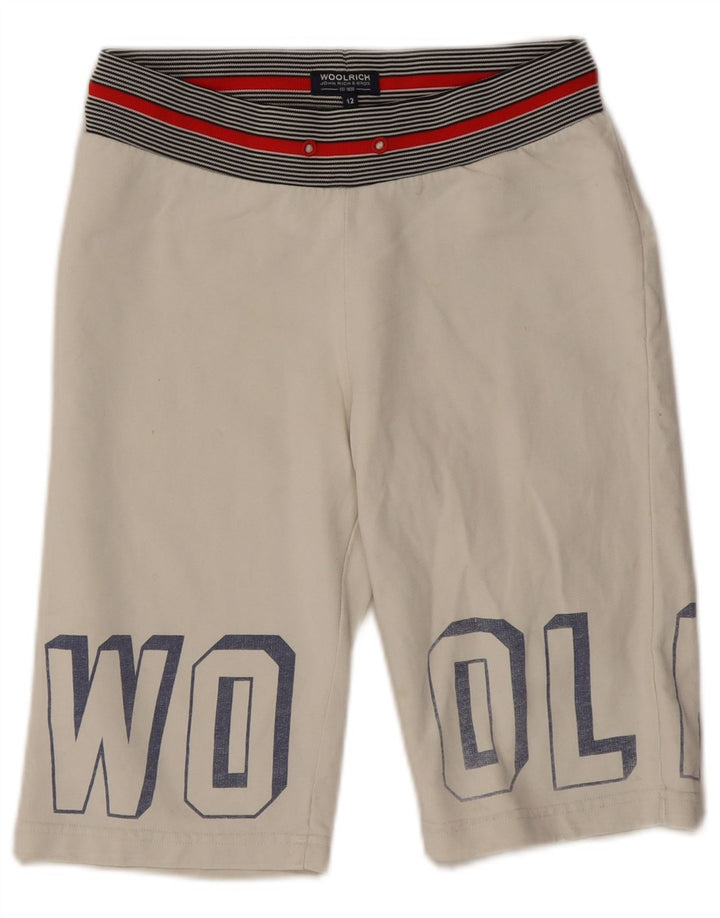 Chłopięce spodenki sportowe Woolrich Graphic 11-12 lat, biała bawełna