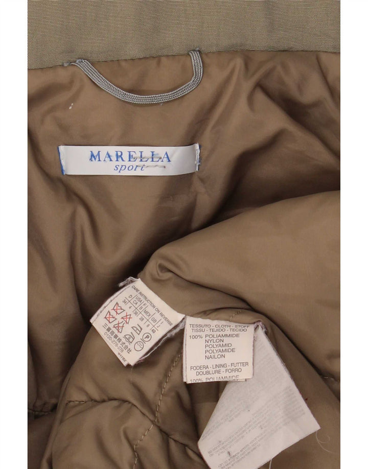 Marella Damski płaszcz z kapturem, oversize, wyściełany UK 8, mały, khaki, poliamid