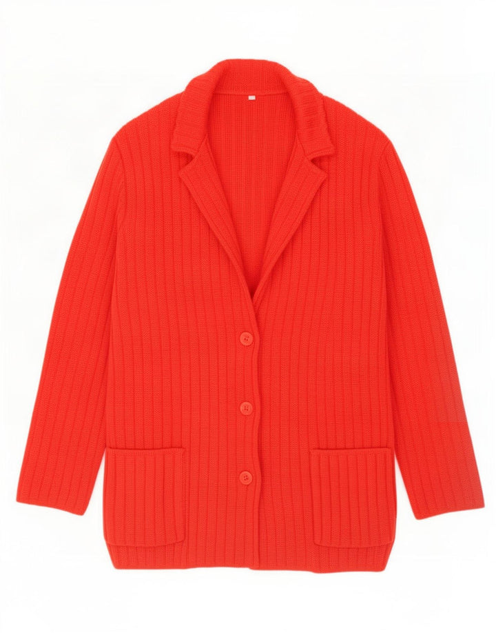 Sweter damski w stylu vintage, rozpinany UK 16, duży czerwony
