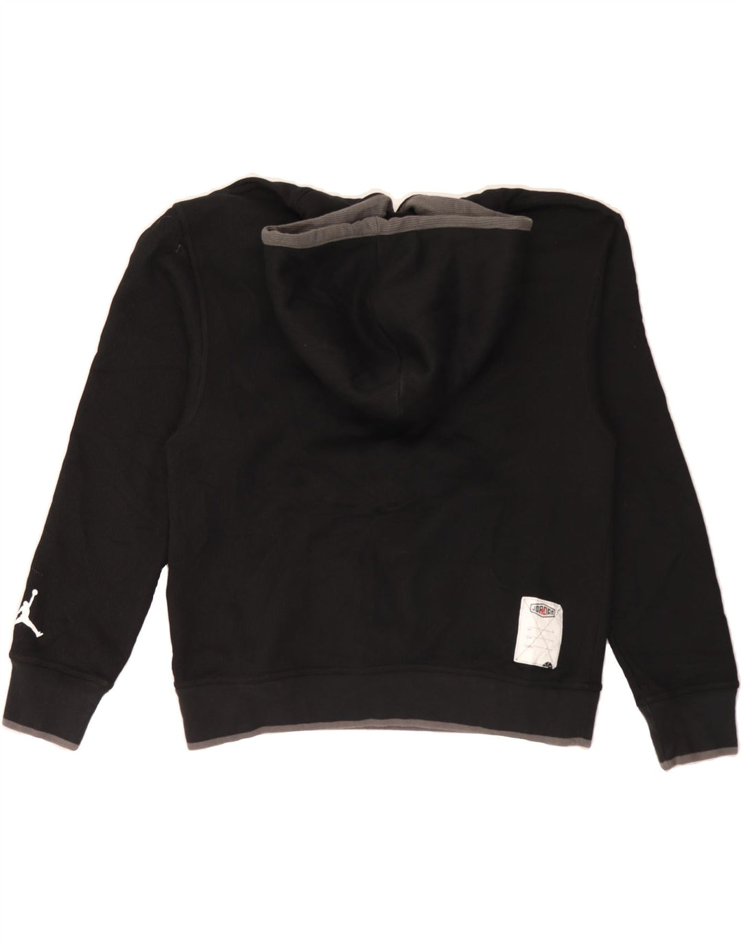 JORDAN Mens Graphic Hoodie Jumper Medium Black Polyester Vintage Jordan and Second-Hand Jordan from Messina Hembry 