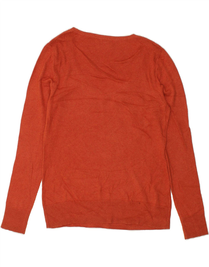 EDDIE BAUER Womens V-Neck Jumper Sweater UK 14 Medium Orange Cotton Vintage Eddie Bauer and Second-Hand Eddie Bauer from Messina Hembry 