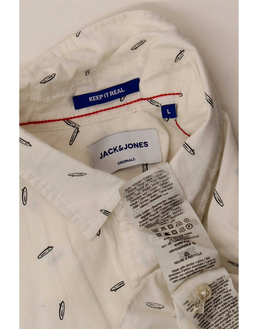 Męska koszula z krótkim rękawem Jack & Jones, duża, bawełniana w białe cętki