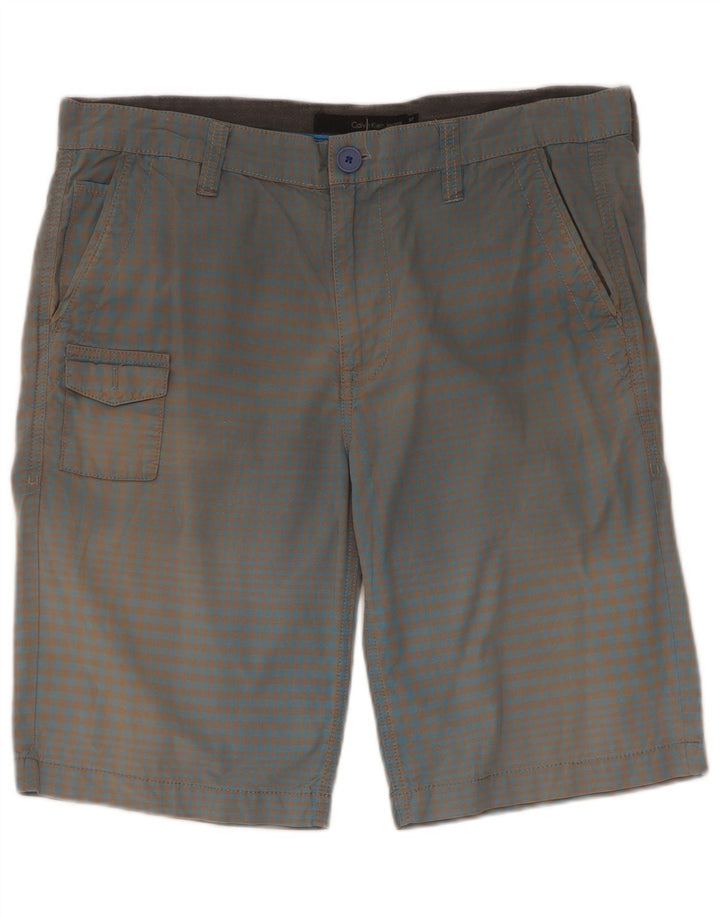 Męskie spodenki cargo Calvin Klein W33, duże, niebieskie w kratkę