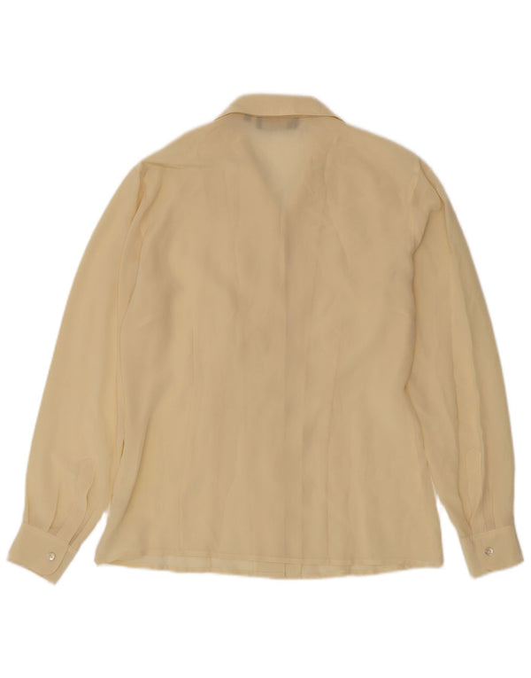 Bluzka damska o luźnym kroju w stylu vintage, UK 10, mała, żółta jedwabna