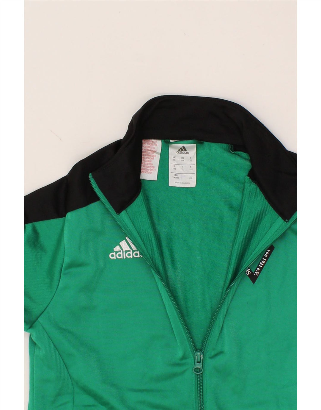 ADIDAS Boys Graphic Tracksuit Top Jacket 11-12 Years Large Green Vintage Adidas and Second-Hand Adidas from Messina Hembry 
