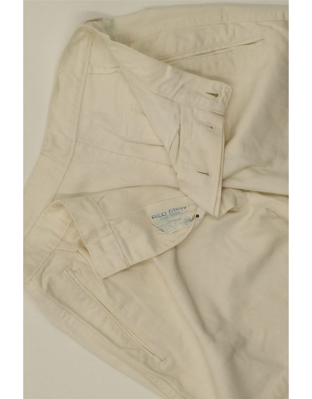 VINTAGE Womens Pegged Chino Shorts W29 Medium Beige Cotton Vintage Vintage and Second-Hand Vintage from Messina Hembry 