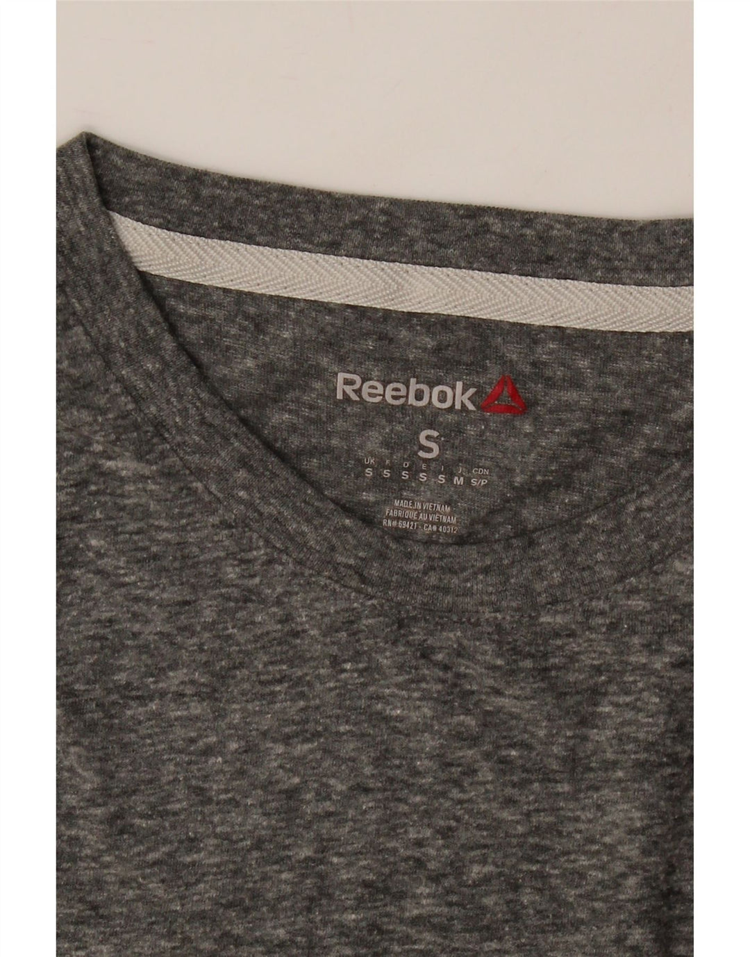 REEBOK Mens Graphic T-Shirt Top Small Grey Flecked Cotton Vintage Reebok and Second-Hand Reebok from Messina Hembry 