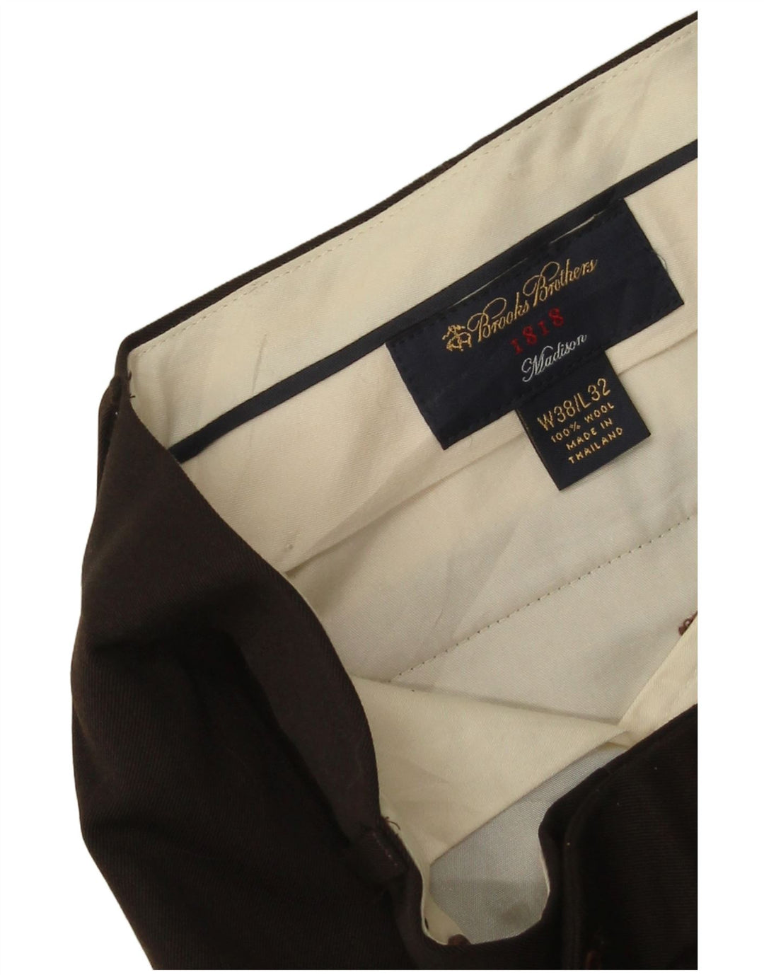 BROOKS BROTHERS Męskie spodnie garniturowe Madison W38 L32 Brązowa wełna