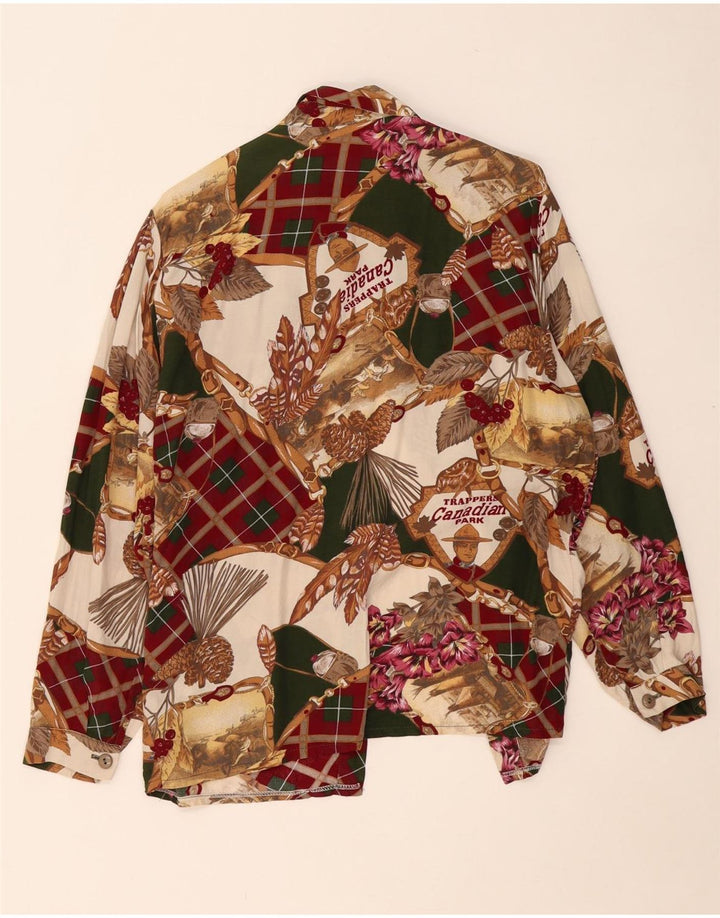 Damska bluzka koszulowa VINTAGE w abstrakcyjny wzór UK 18 XL, wielobarwna