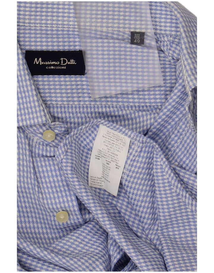 Koszula męska Massimo Dutti, rozmiar 40, bawełniana w ciemnoniebieską pepitkę