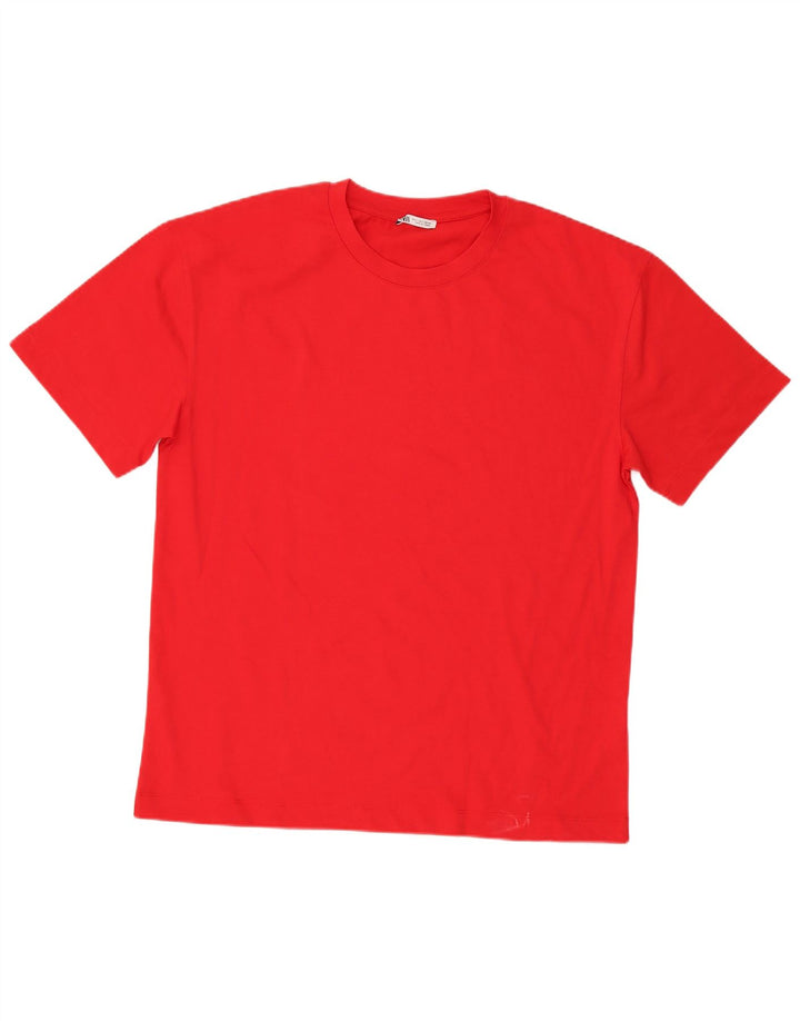 Męski T-shirt Zara, duży, czerwony, bawełniany