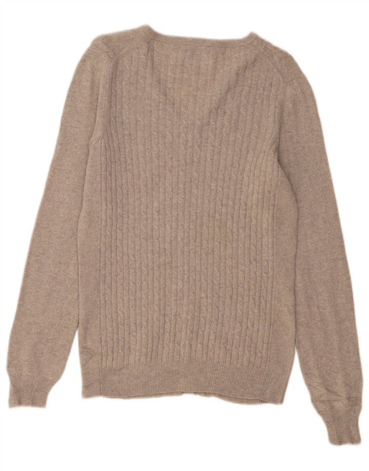 Sweter damski FRED PERRY z dekoltem w kształcie litery V, UK 12, średnioszary, wełniany