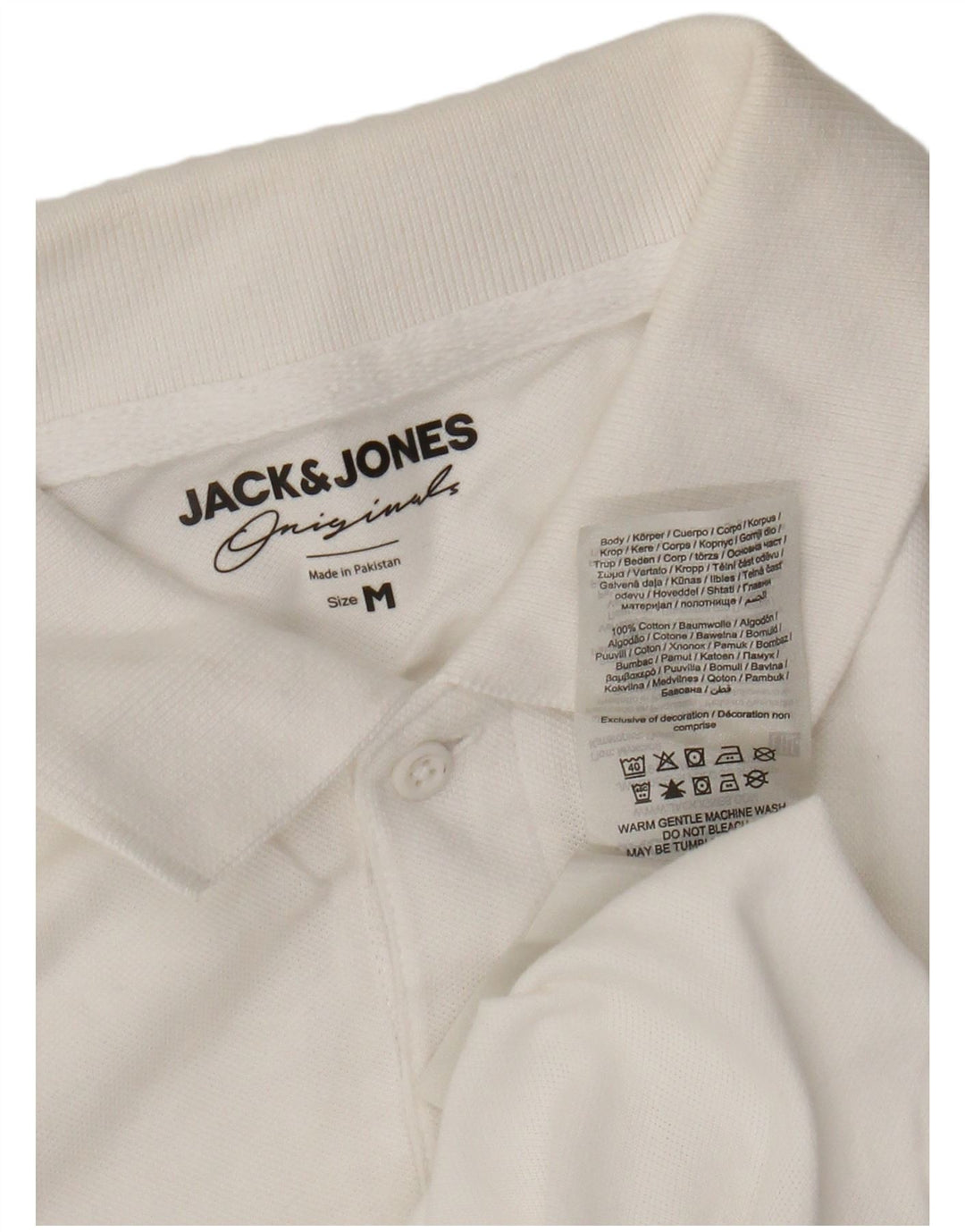 Męska koszulka polo JACK & JONES, średnia, biała, bawełniana