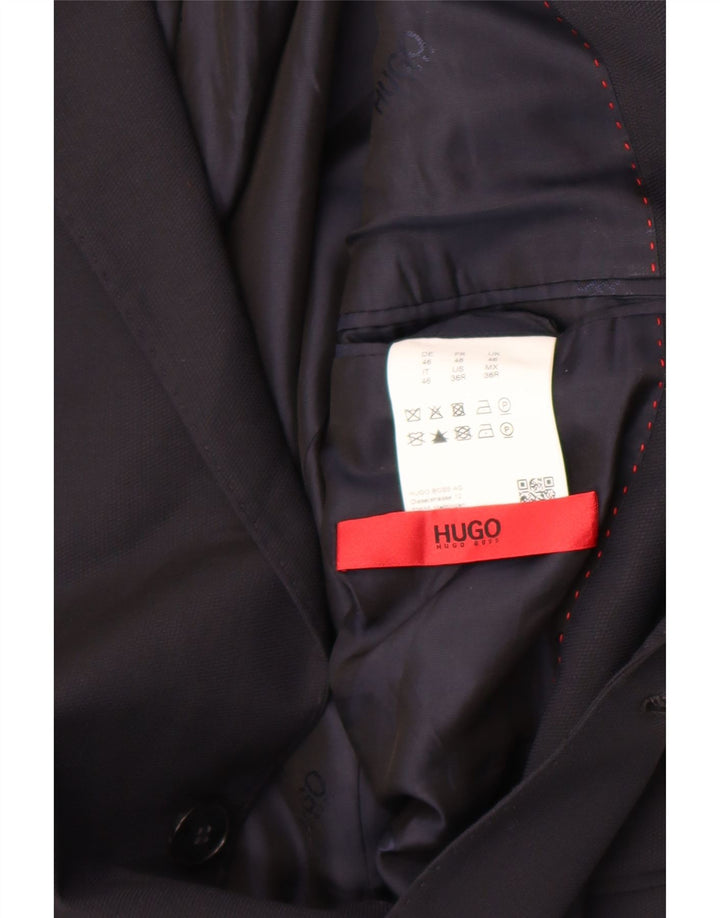 Męska marynarka zapinana na 2 guziki Hugo Boss UK 46 Small Granatowa wiskoza
