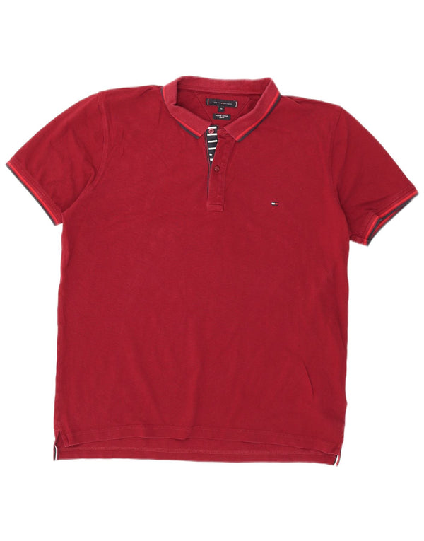 Męska koszulka polo Slim Fit Tommy Hilfiger 2XL, bordowa bawełna