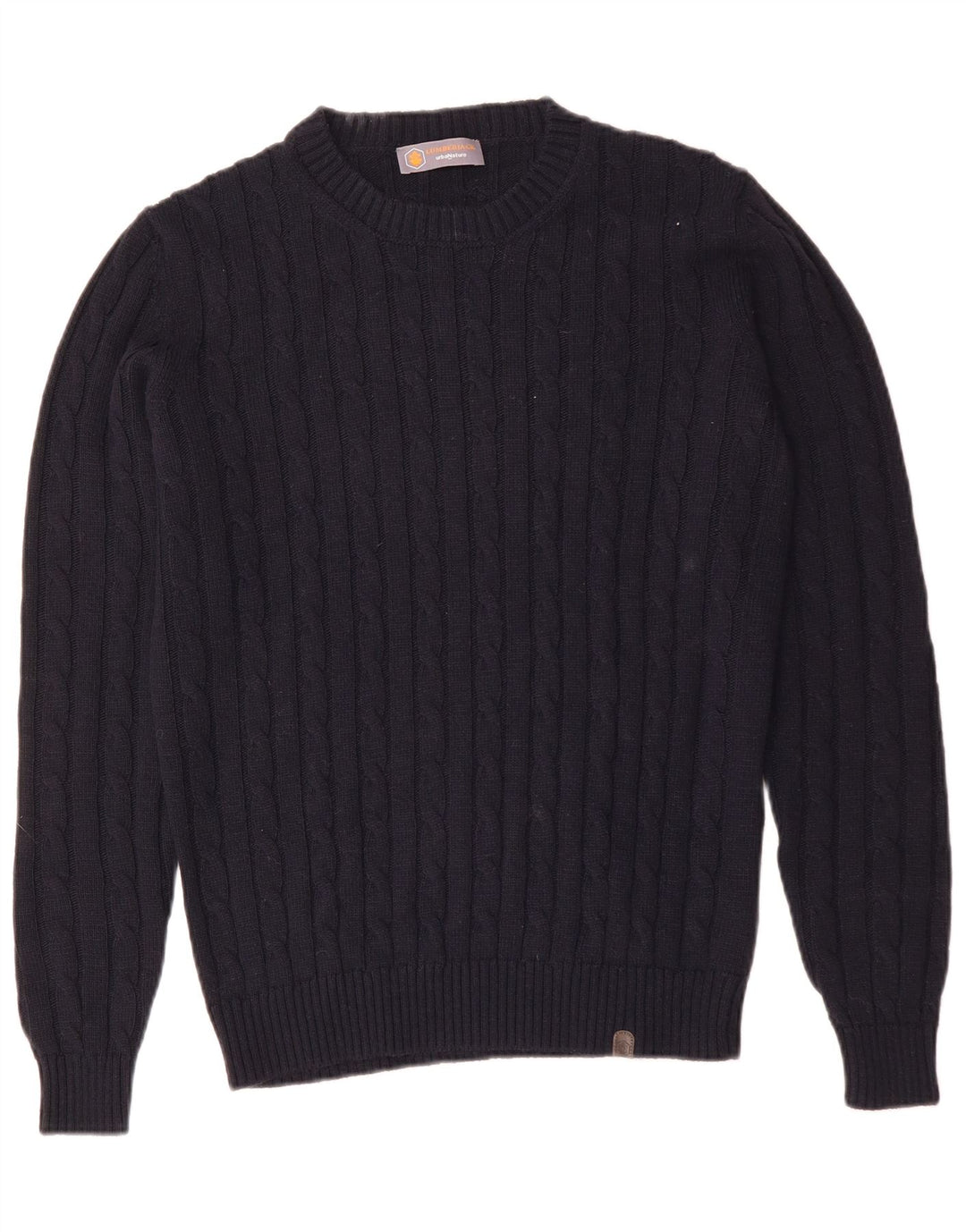 Vintage męski sweter z okrągłym dekoltem, średni granatowy akryl