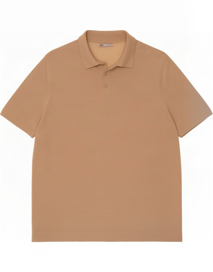 Męska koszulka polo Zara, duża, beżowa Ramie