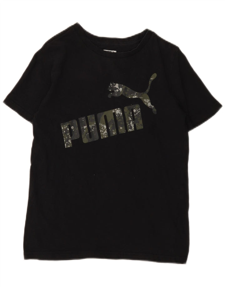 Dziewczęcy T-shirt z grafiką PUMA, 10-11 lat, średni czarny