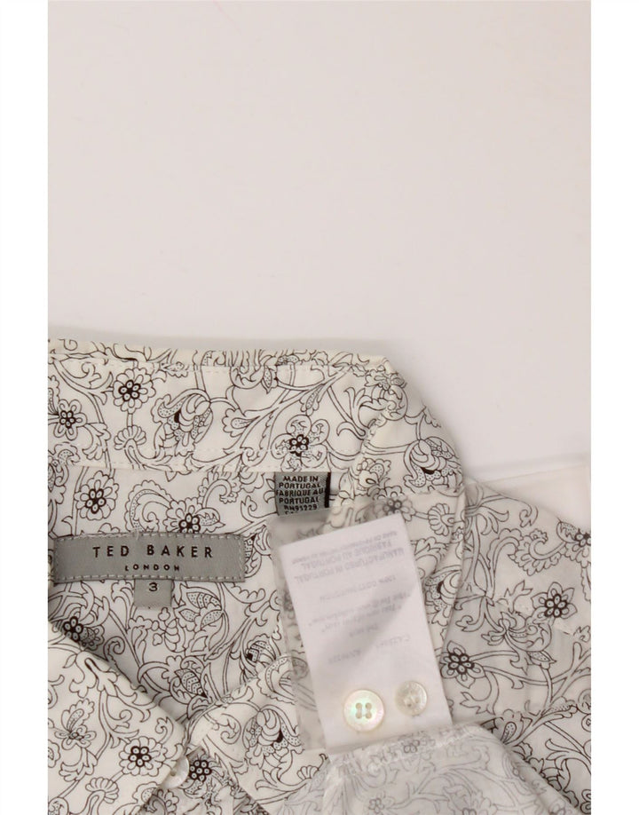 Koszula męska TED BAKER, rozmiar 3, średnia, biała, bawełniana w kwiaty