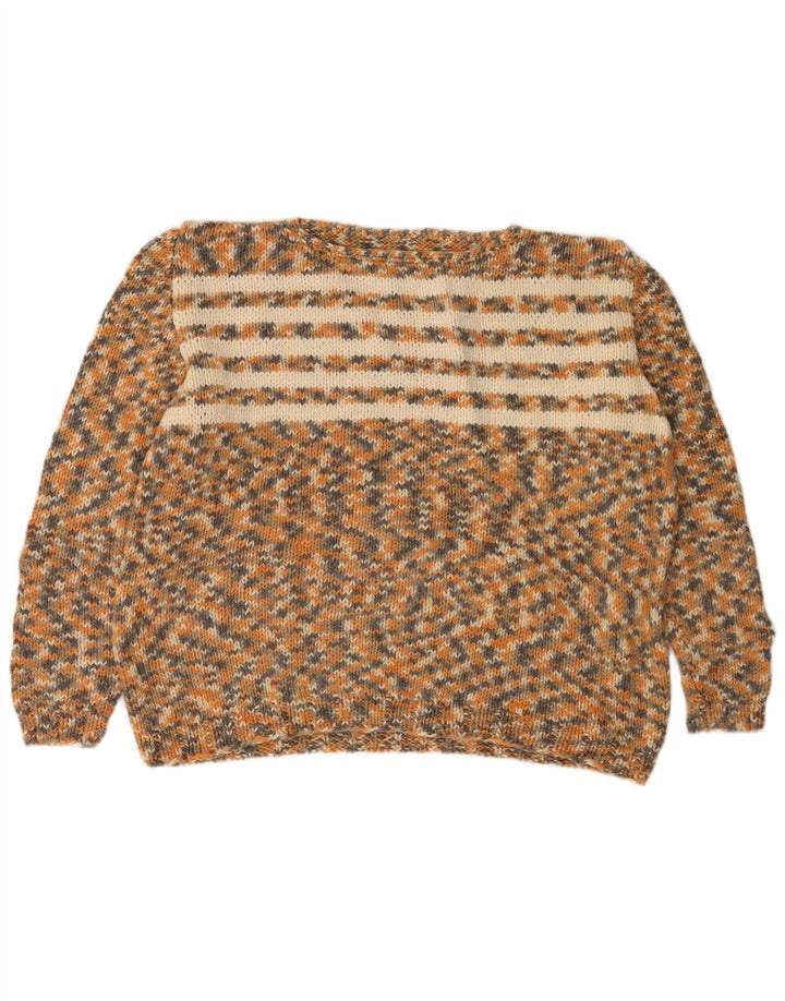 Damski sweter oversize VINTAGE z dekoltem w łódkę UK 12 średni beż