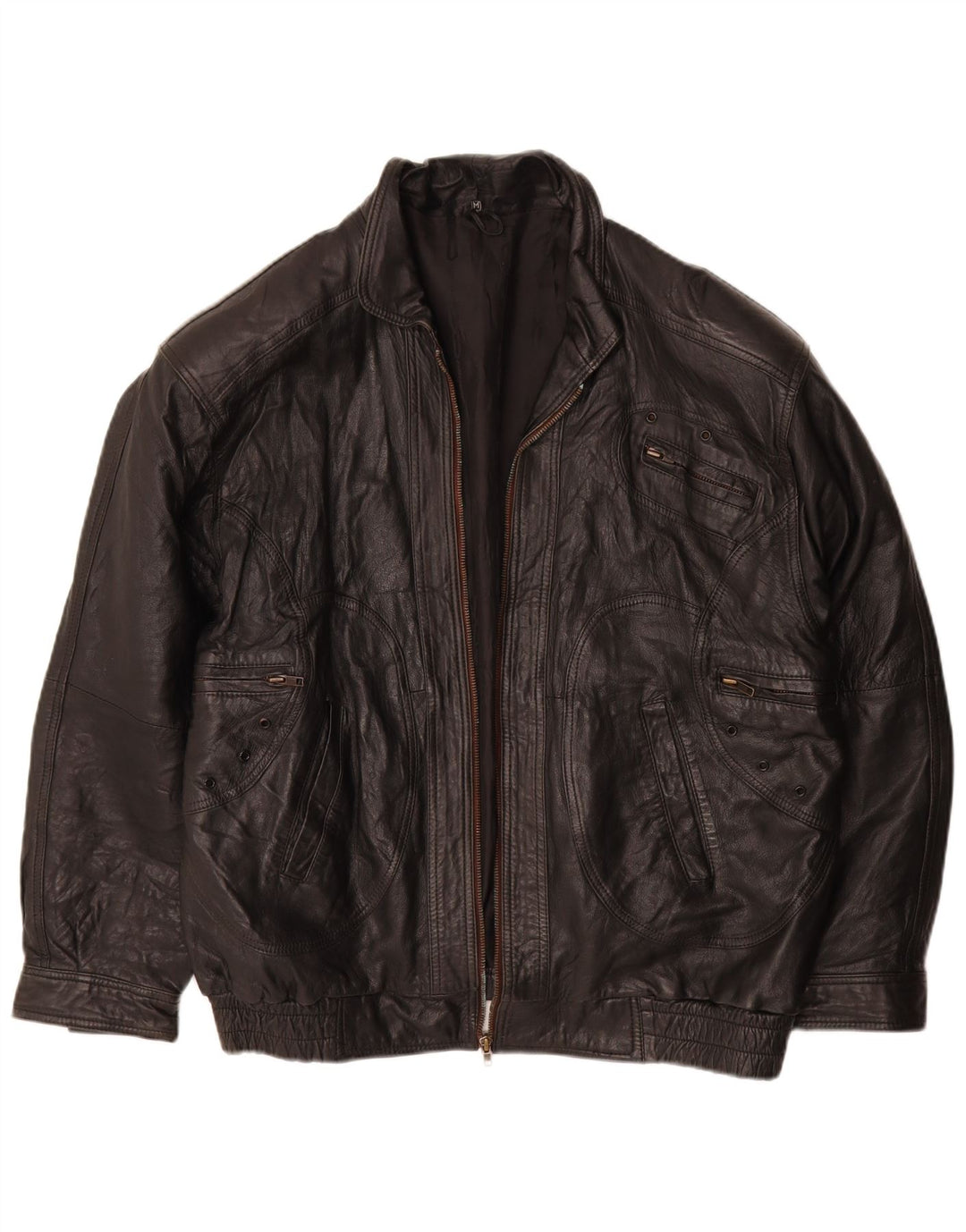 Vintage męska kurtka skórzana UK 38 średniej czarnej skóry