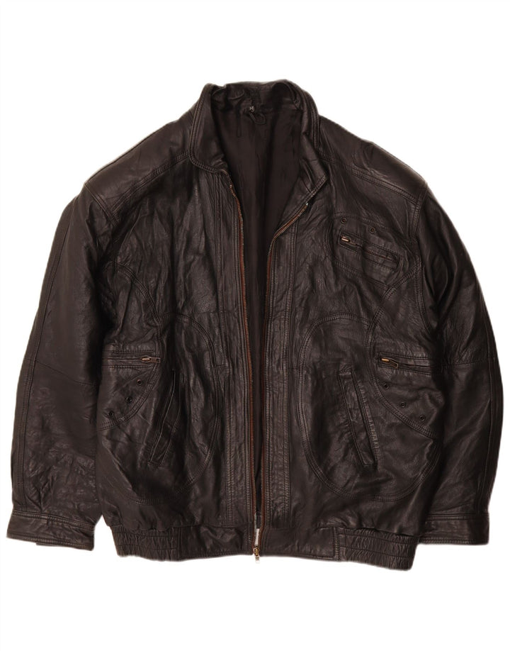 Vintage męska kurtka skórzana UK 38 średniej czarnej skóry