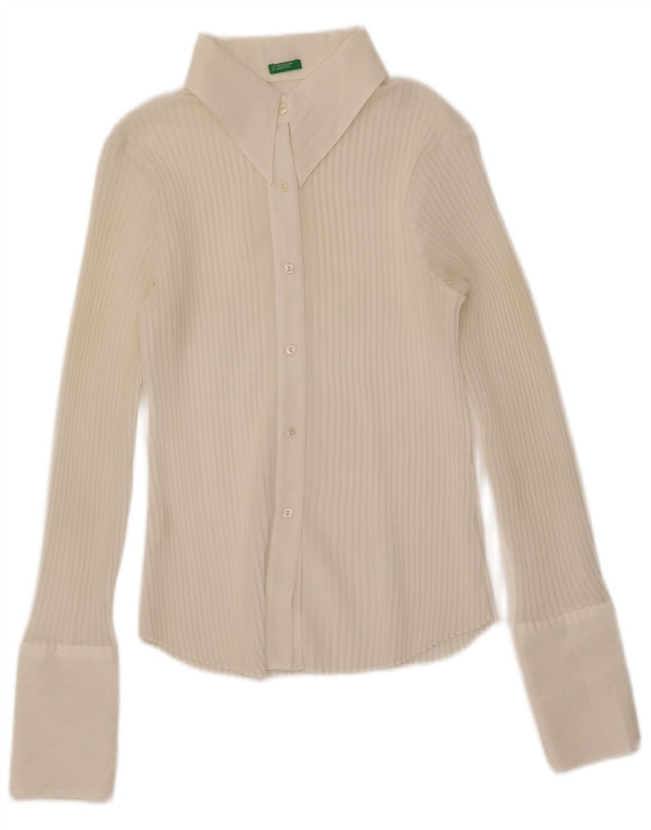 Damska koszula oversize Benetton See Through UK 6 XS w kolorze złamanej bieli, poliester