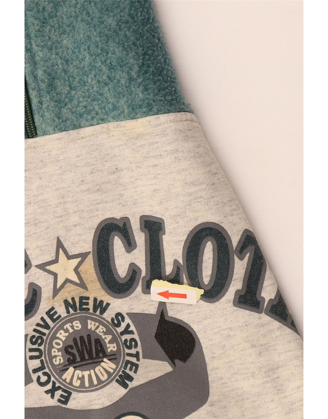 Męski sweter EXTE z grafiką i zamkiem błyskawicznym, duży, szary, z blokami kolorów