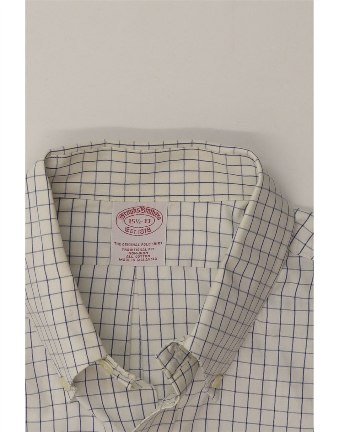 Koszula męska Brooks Brothers o tradycyjnym kroju, rozmiar 15 1/2, średnia biała kratka