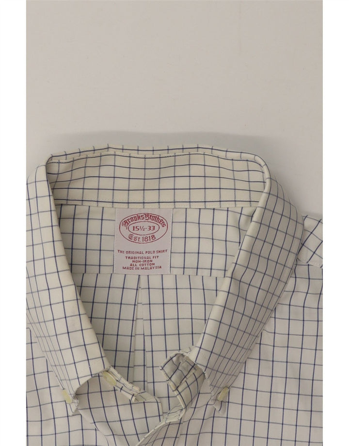 Koszula męska Brooks Brothers o tradycyjnym kroju, rozmiar 15 1/2, średnia biała kratka