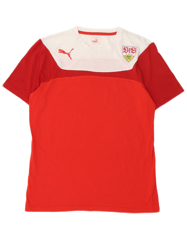 Chłopięcy T-shirt z grafiką Puma, 15-16 lat, 2XL, czerwona, bawełniana z blokami kolorów