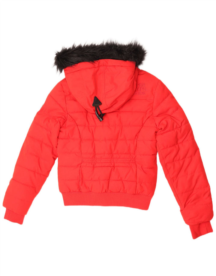 Damska kurtka Superdry The Toggle Puffer Graphic Padded Jacket UK 12, średnia czerwień