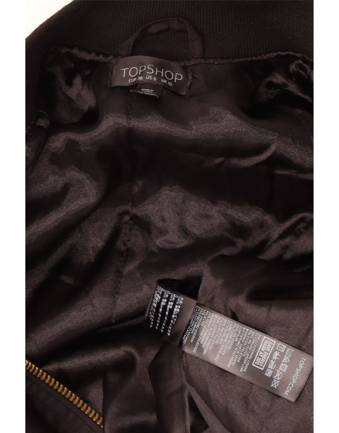Damska kurtka bomberka oversize Topshop UK 10, mała, czarna, z poliestru