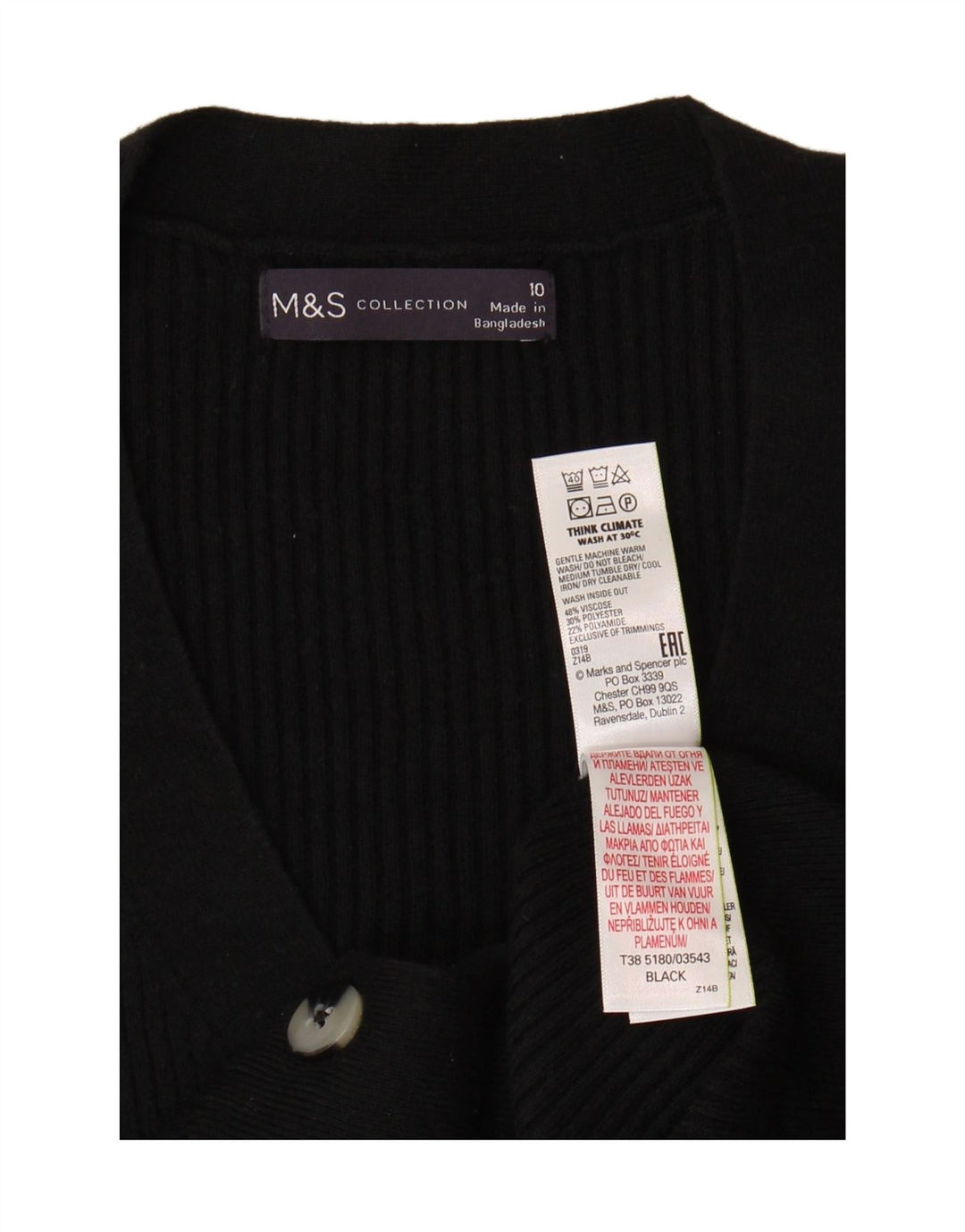 Marks & Spencer Damski sweter kardigan UK 10 Small, czarna wiskoza