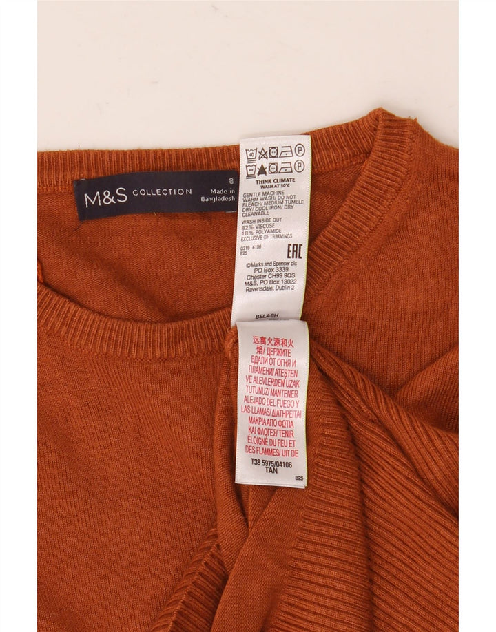 Marks & Spencer Damski sweter z okrągłym dekoltem, UK 8, mały, brązowy