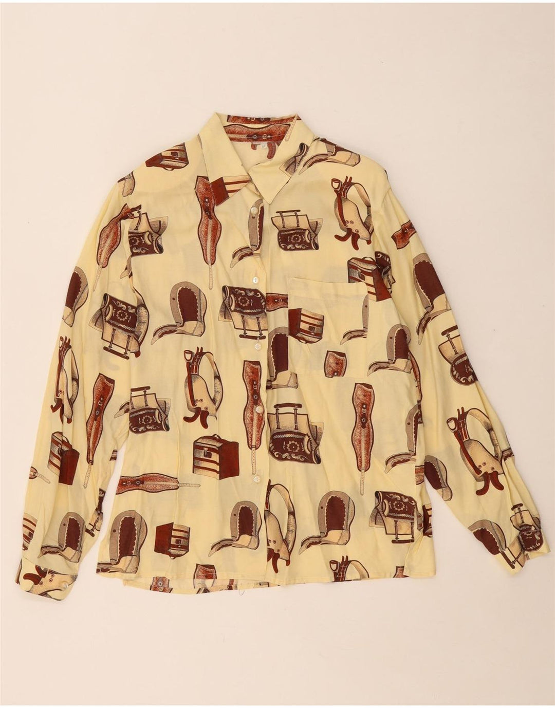 Damska bluzka koszulowa oversize VINTAGE UK 14 Medium Off White