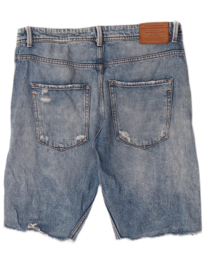 Męskie spodenki jeansowe Zara w trudnej sytuacji EU 42, duże W32, niebieskie