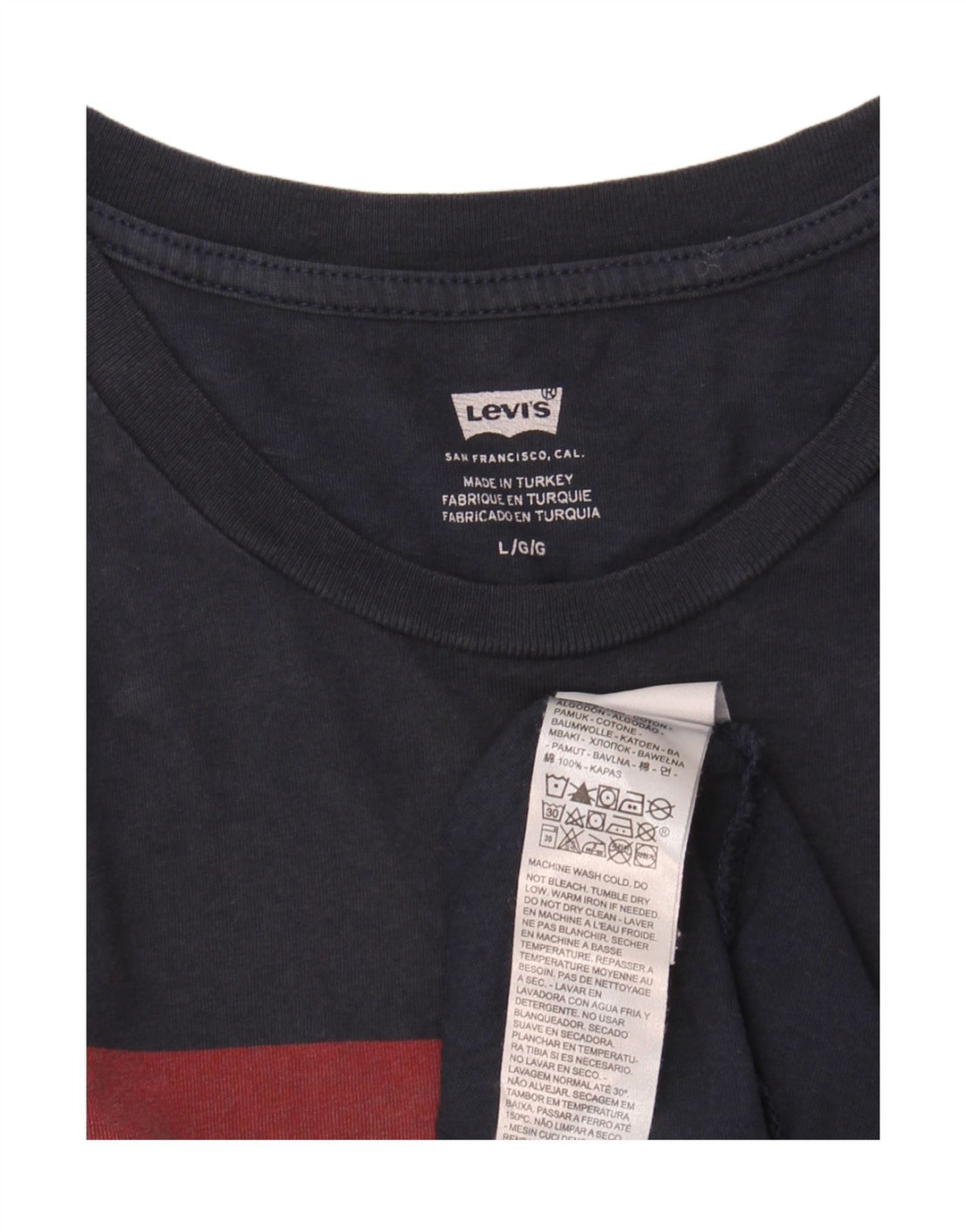 LEVI'S Mens Graphic T-Shirt Top Large Navy Blue Cotton Vintage Levi's and Second-Hand Levi's from Messina Hembry 