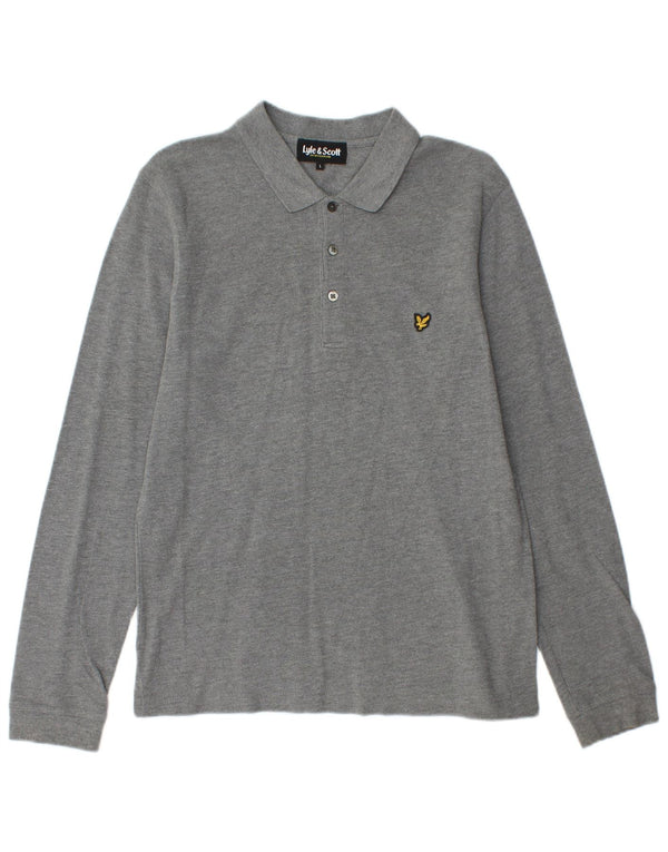 Chłopięca koszulka polo z długim rękawem Lyle & Scott, 15-16 lat, duża, szara nakrapiana