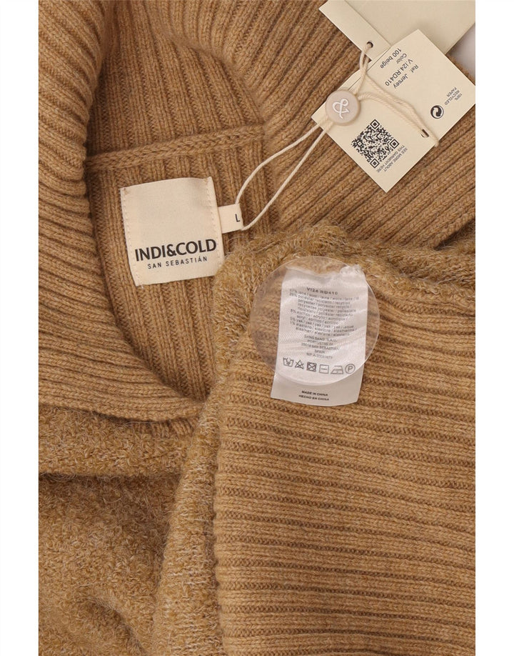 Damski sweter oversize Indi & Cold Sweter polo UK16, duży, beżowy, wełniany