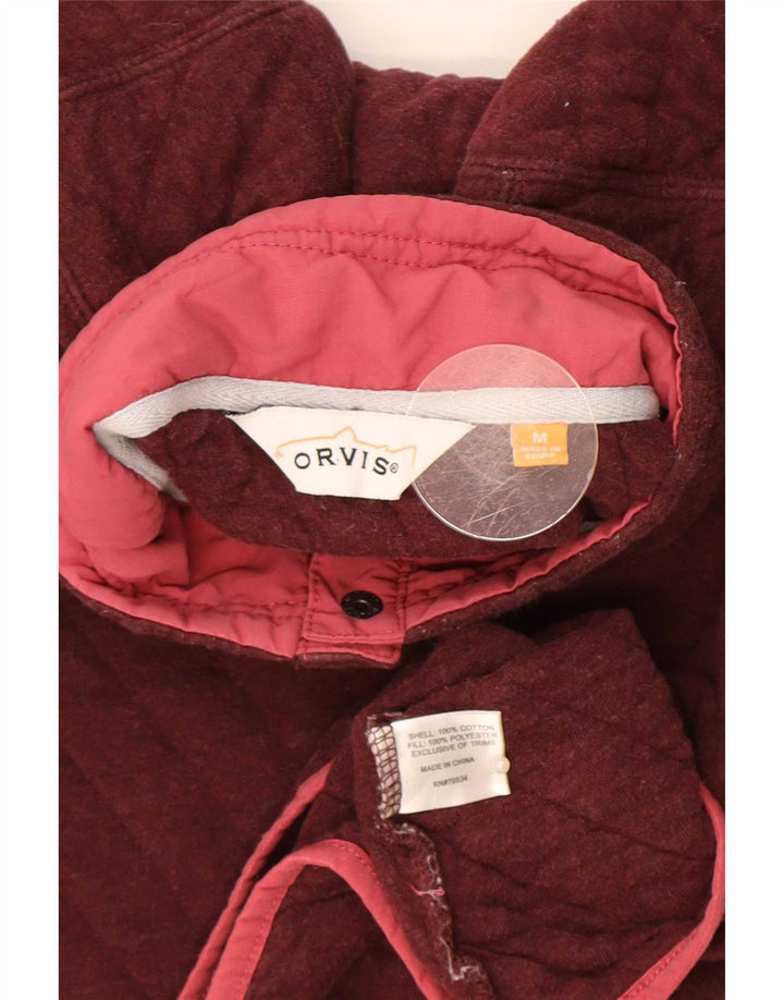 Bluza damska Orvis z guzikami i dekoltem, UK 14, średnia bordowa bawełna