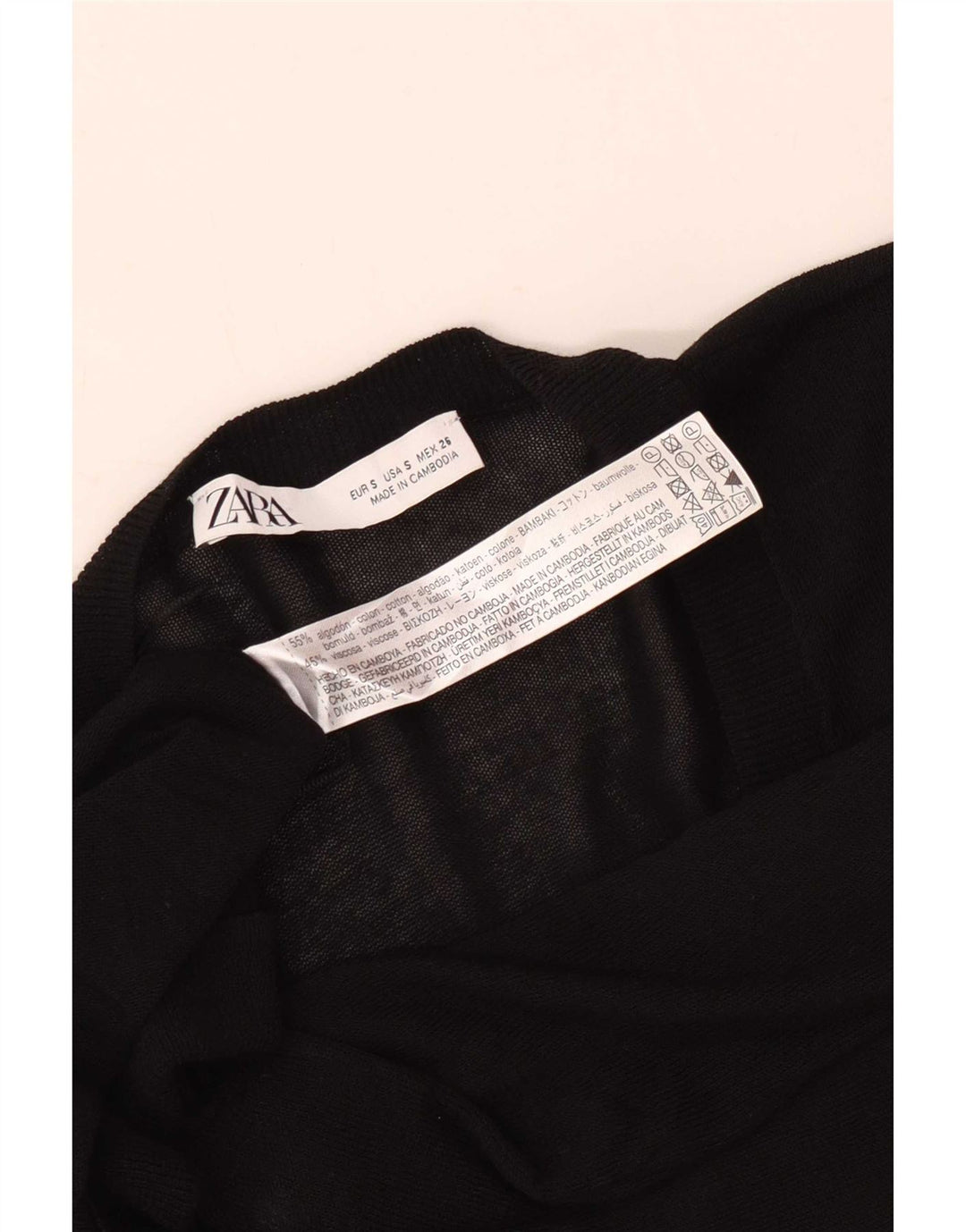 Sweter damski Zara Oversize z dekoltem w kształcie litery V, UK 10, mały, czarny, bawełniany
