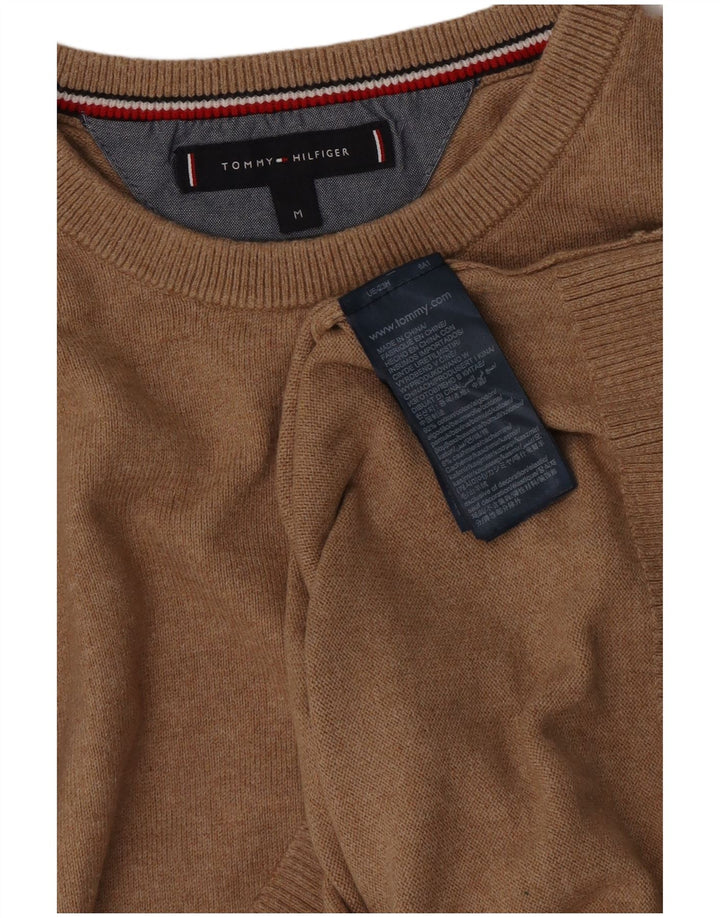 Męski sweter z okrągłym dekoltem Tommy Hilfiger Średni brązowy bawełniany