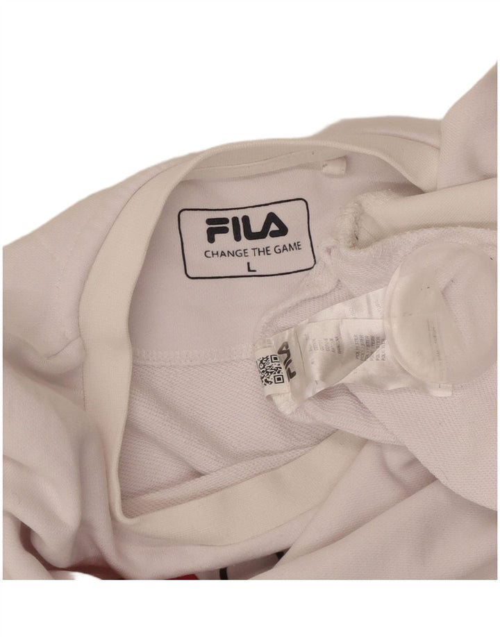 FILA Męska bluza z grafiką, duża, biała, bawełniana