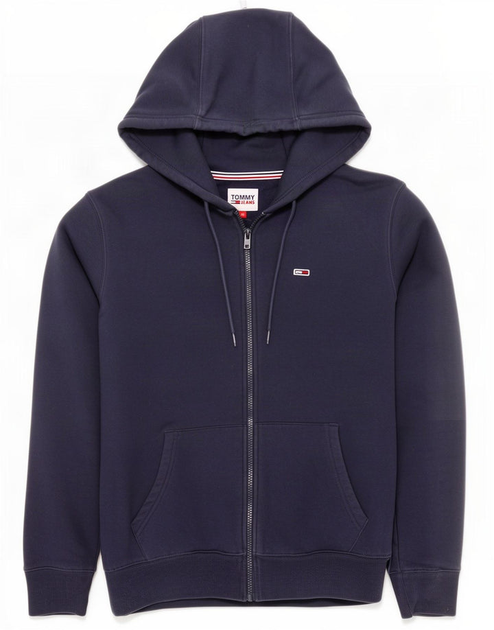 Męski sweter z kapturem i zamkiem Tommy Hilfiger, średni granatowy, bawełniany